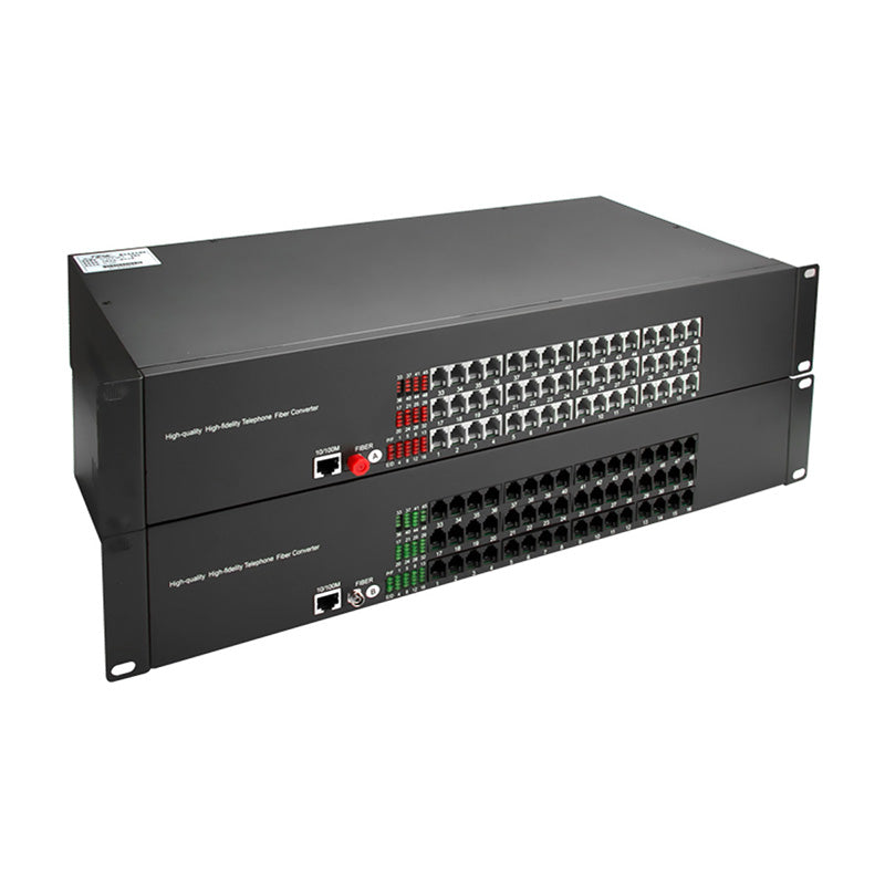 48 Port POTS Telephones And 100M Ethernet Over Fiber Extenders 1 Set - Phone Lines POTS Over Fiber Optic Converter,Single Mode 20Km And Multimode 500m, Support Called Id, Ring And Fax