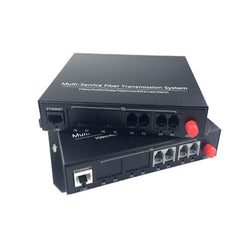 4 Channel POTS RJ11 Telephone RJ45 Ethernet over Fiber Optic Extenders 1 Set ,PBX FXO/ FXS phone fiber converters FC Singlemode single fiber 20Km Support Called Id Ring And Fax