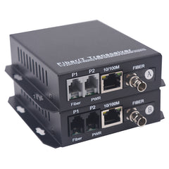 2 Port Telephone and 100Mbps Ethernet Over Fiber Converters 1 Set - 2 Phone Lines POTS Over Fiber Optic, ST interface ,Single Mode 20Km and Multimode 500m, Support Called id, Ring and Fax