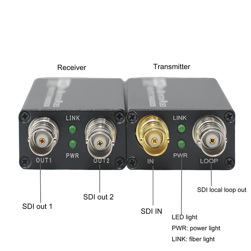Extensores de fibra óptica 3G/HD-SDI con salida en bucle, adaptador de convertidores de fibra de vídeo Full HD sin comprimir, nivel de difusión monomodo 20 km