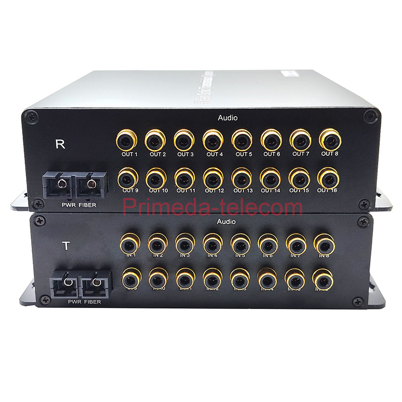16 channel Audio over Fiber optic Converters Adapter RCA to fiber SC Multimode dual fiber up to 2Km for Broadcast 1 pair Transmitter and Receiver