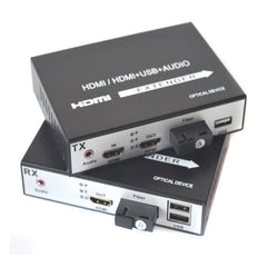 HDMI extender over fiber with KVM and stereo 3.5mm Audio, 1080P HDMI fiber converters, SC Singlemode 20Km and Multimode 500m A pair