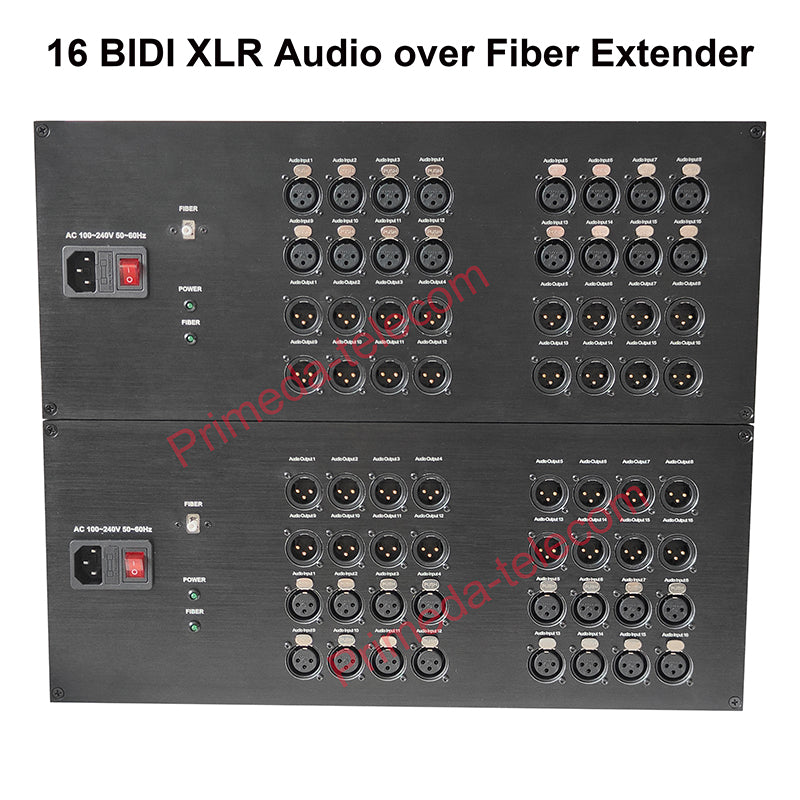 16 Bidirectional XLR Balanced Audio Over Fiber Optic Extender 4U Rack mount- Singlemode Fiber up 20Km LC SFP Include Uncompressed No delay Professional grade Crystal Clear Sound