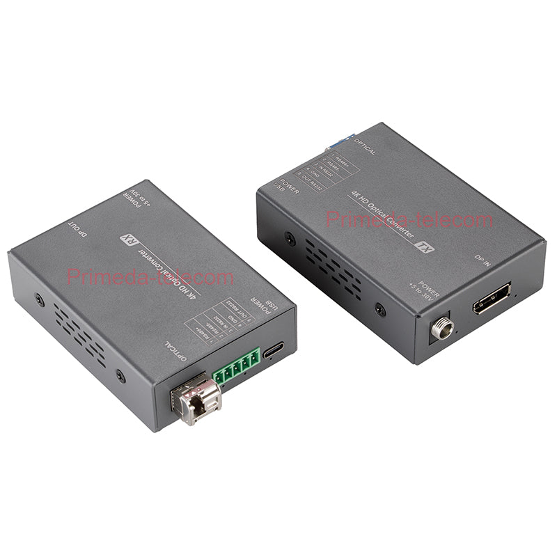 4K@60Hz Displayport DP Over Fiber Optic Extender with RS485 RS232 SFP LC Singlemode single fiber up 10km Professional broadcast-grade Zero latency