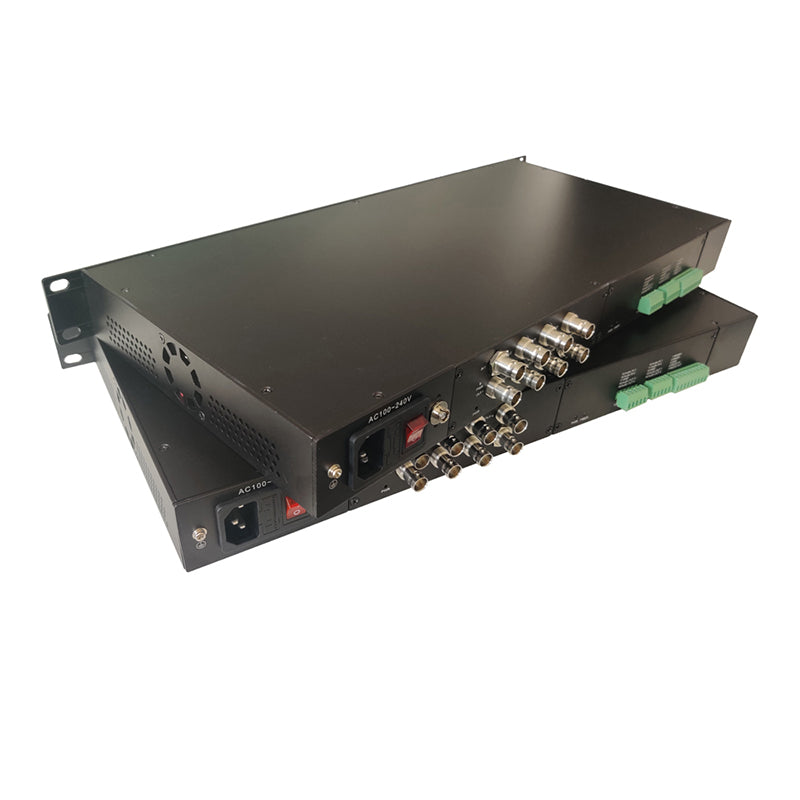 Convertidor de medios de fibra óptica bidireccional de 4 canales 3G-SDI de vídeo, audio, RS485, RS232, FC SM 20 km profesional, compatible con 1080p 60HZ 50Hz 30Hz y más