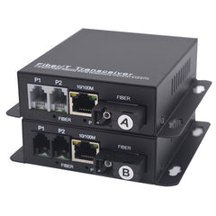 POTS Telephone and 100Mbps Ethernet over Fiber Converters 1 Set - PBX Phone Lines POTS Over Fiber Optic,Single Mode 20Km and Multimode 500m, Support Called id, Ring and Fax