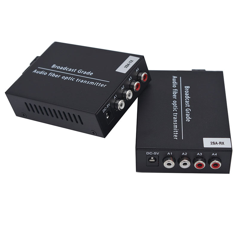 Bidirectional 2 Port Audio Fiber Converters A Set,Unbalanced Analog RCA Audio Extender Over Fiber,SC Singlmode Single Fiber Up 20Km Multimode 500m for Broadcasting Intercom System