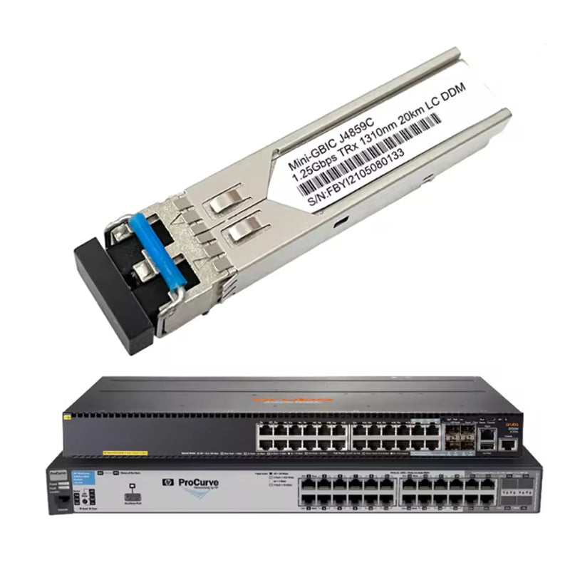 Gigabit SFP Module 1000BASE-LX 1310nm 20km Duplex LC SMF J4859C/J4859A/J4859B Optical Transceiver Compatible HPE/Aruba J4859D
