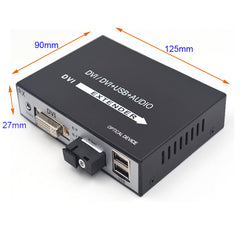 DVI video over Fiber Optic Extender with KVM USB and Stereo 3.5mm Audio, 1080P Full HD DVI Audio Video optical converters,SC Singlemode single fiber Up to 20Km(12.4mi) A set