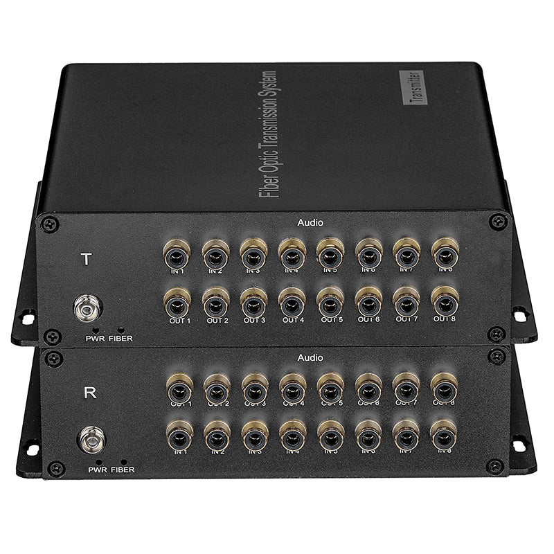 8 port BIDI RCA Audio Fiber Converters 8 in 8 out -Unbalanced RCA Analog Audio over fiber extender 1 pair