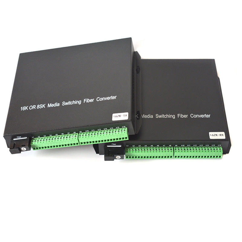 16 channel Contact closure over Fiber optic converters a set- SC Singlemode Fiber up to 20Km, Multimode 500M for Door Open and Door Close,Entry Access Control,Alarm System and More