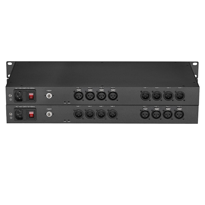 4 Bidirectional XLR Balanced Audio Over Fiber Optic Extender 1U Rack mount- Singlemode Fiber up 20Km LC SFP Include Uncompressed No delay Professional grade Crystal Clear Sound