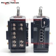 Professional Broadcast Protable BIDI 12G-SDI Video 4 Gigabit Ethernet over Fiber Optic Extender Media Converter ST Singlemode fiber up 10Km No delay Uncompressed Transmission 4 pin Canon DC12V Power -Equipped with Anton-Bauer