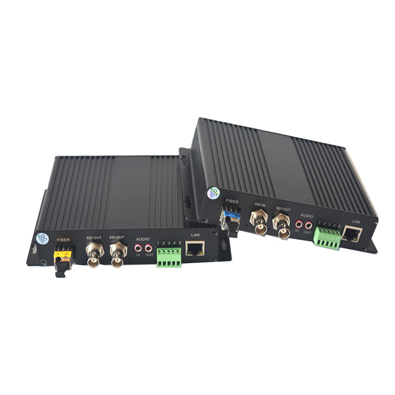 Convertidor de medios multifunción 3G-SDI RS422 RJ45 Ethernet a fibra óptica, extensores de audio y video HD sin comprimir a fibra óptica, fibra monomodo hasta 12.4 millas, multimodo hasta 500m un conjunto