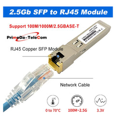 2.5G SFP to RJ45 Copper Optica Module 1.25G/2.5GBase-T 100m RJ45 Port Compatible Mikrotik,HORACO,KEEPLiNK 2.5Gb SFP Fiber Switch, 1PCS