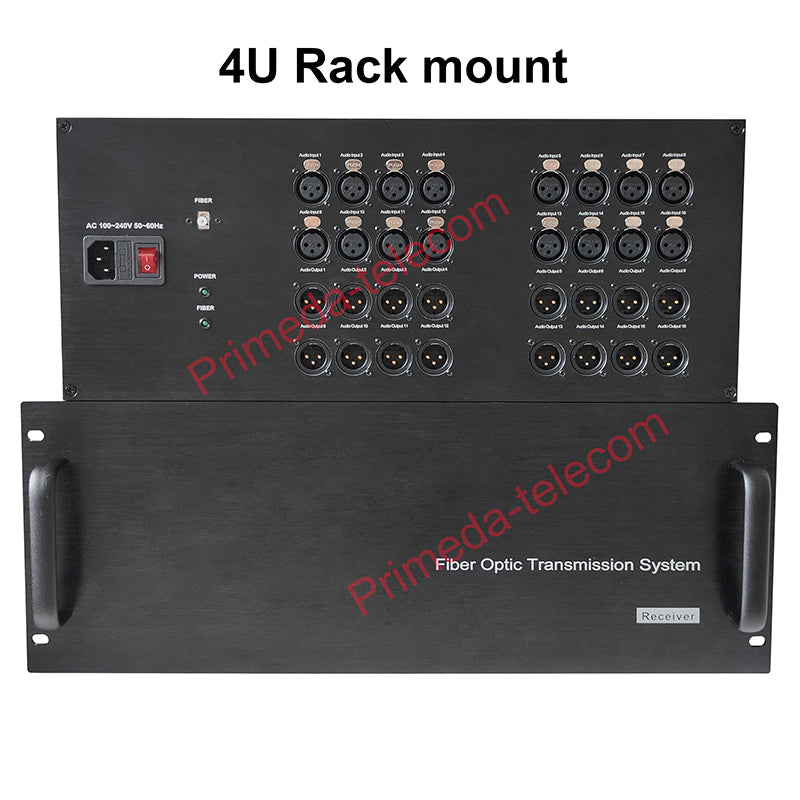 16 Bidirectional XLR Balanced Audio Over Fiber Optic Extender 4U Rack mount- Singlemode Fiber up 20Km LC SFP Include Uncompressed No delay Professional grade Crystal Clear Sound