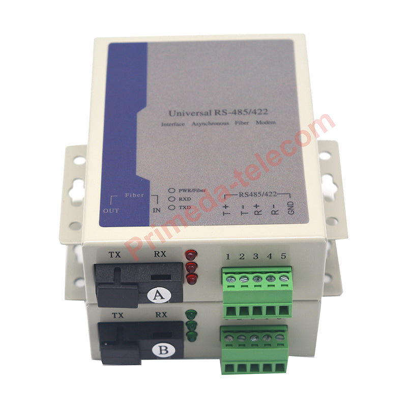 2 BIDI RS485/RS422 data over fiber optic Extenders SC Singlemode up 20Km Multimode 500m A set