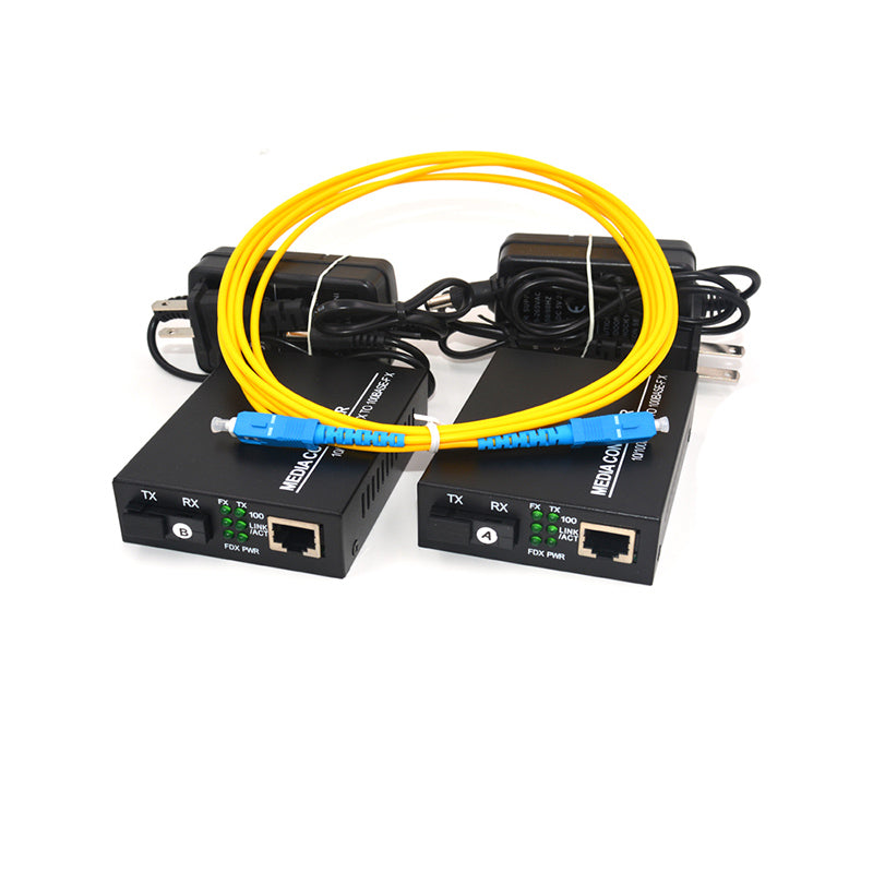 10/100Mbps Ethernet Fiber Media Converters, Bi-Directional Single-Mode SC Fiber- A Pair of 10/100Base-TX to 100Base-FX up to 20Km