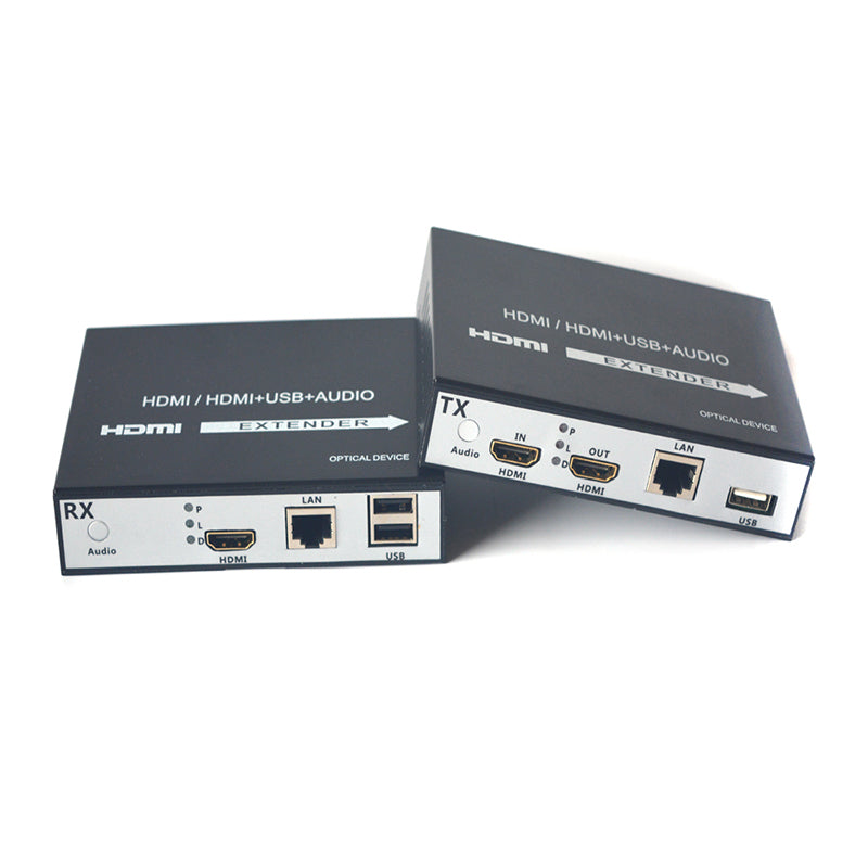 HDMI over Ethernet Extender Over CAT5e/CAT6, with KVM and Loop out, remote control by mouse and keyboard with USB port, Full HD 1080P   - Up to 150m (492 Ft) - Low Latency