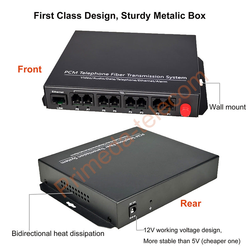 8 channels POTS Telephones and Ethernet over Fiber optic Media Converters,High quality PCM voice landlines phones fiber Extenders