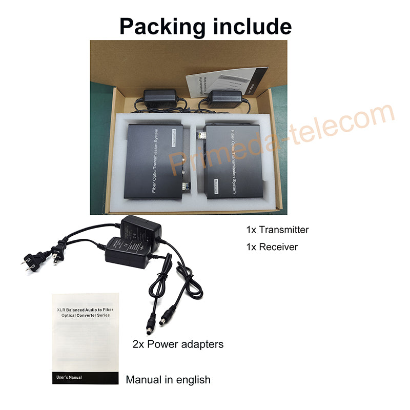 2 Port Balanced 3 Pin XLR Audio over Fiber Extenders, Broadcast high quality LC SFP Transceiver include, Singlemode Single Fiber up to 20Km ,Multimode 500m, Professional Crystal Clear Sound A pair