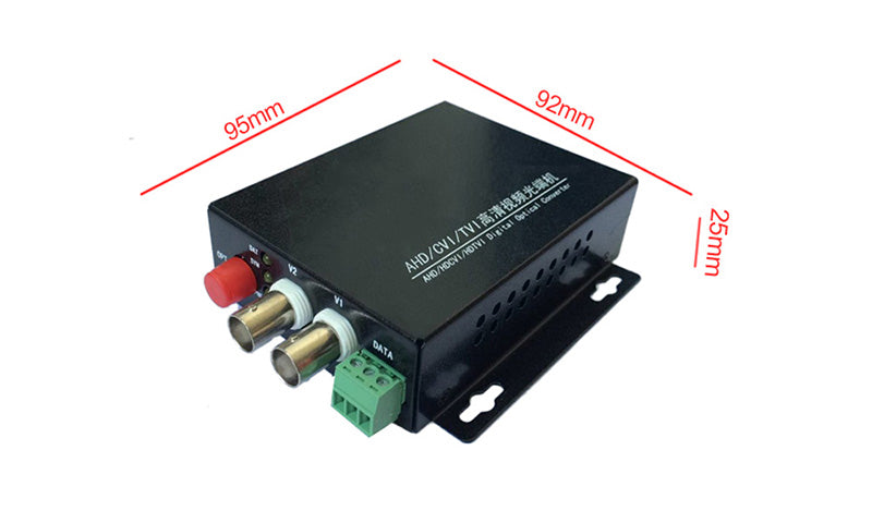 2 port HD Video fiber converters A set, Fiber video extender Uncompressed ,RS485 PTZ FC Remote Singlemode up 20Km, support 2MP 1080p HD TVI CVI AHD and analog Cameras