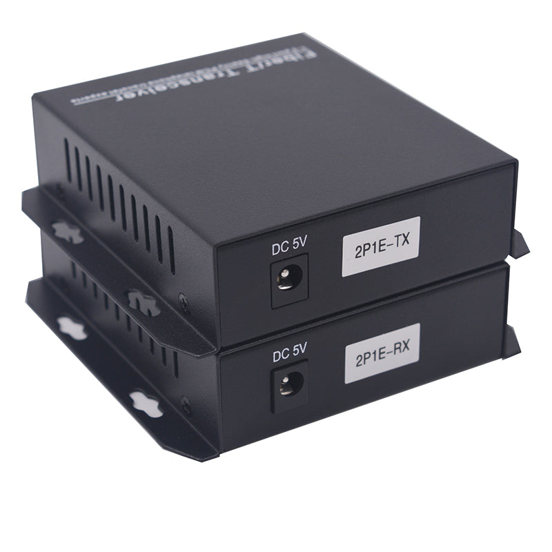 2 Port Telephone and 100Mbps Ethernet Over Fiber Converters 1 Set - 2 Phone Lines POTS Over Fiber Optic, ST interface ,Single Mode 20Km and Multimode 500m, Support Called id, Ring and Fax