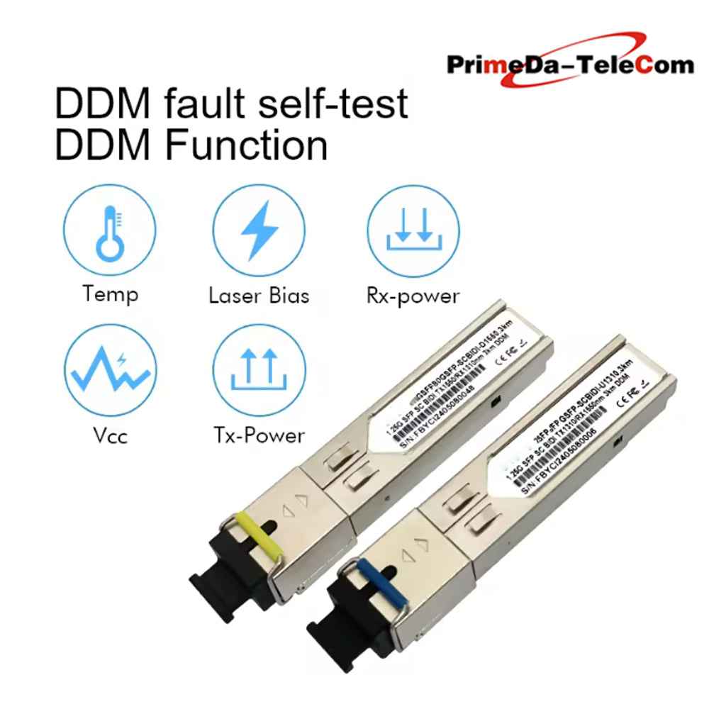 1.25G SFP SC BiDi Transceiver Module WDM 1310/1550nm 3km/10km/20km DDM Compatible for Miktotik/TP-Link/Ubiquiti Ethernet Switch 1 Pair