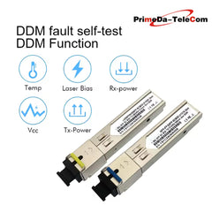 1.25G SFP SC BiDi Transceiver Module WDM 1310/1550nm 3km/10km/20km DDM Compatible for Miktotik/TP-Link/Ubiquiti Ethernet Switch 1 Pair