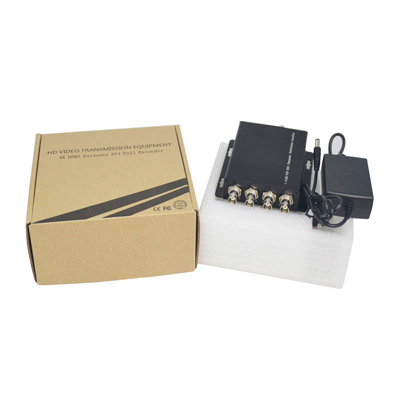 Divisor SDI 1 entrada 4 salidas, adaptador convertidor de vídeo SDI 1x4 compatible con 3G/HD/SD-SDI Calidad de transmisión 1 ud.