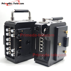 Professional Broadcast Protable BIDI 12G-SDI Video 4 Gigabit Ethernet over Fiber Optic Extender Media Converter ST Singlemode fiber up 10Km No delay Uncompressed Transmission 4 pin Canon DC12V Power -Equipped with Anton-Bauer