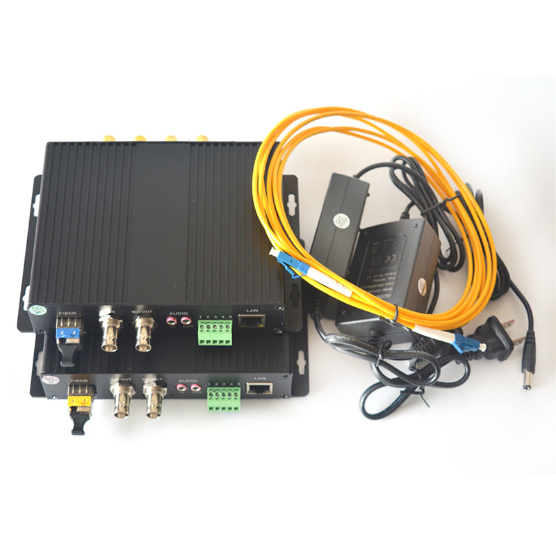 Convertidor de medios multifunción 3G-SDI RS422 RJ45 Ethernet a fibra óptica, extensores de audio y video HD sin comprimir a fibra óptica, fibra monomodo hasta 12.4 millas, multimodo hasta 500m un conjunto