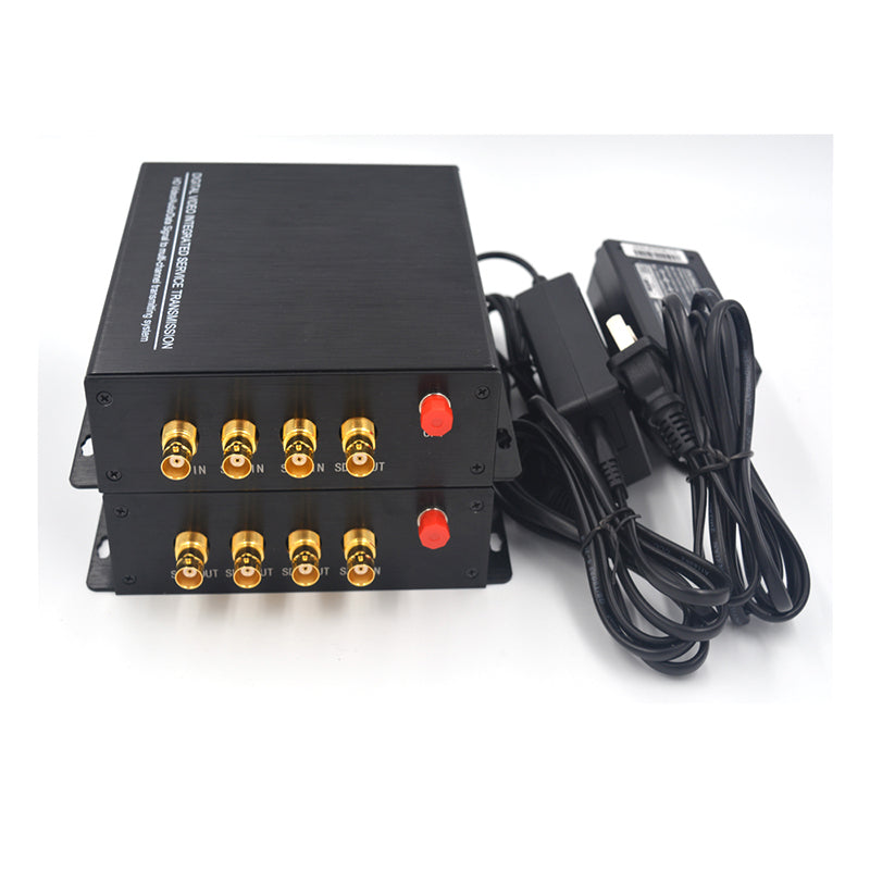 4 channel HD-SDI Video Audio Ethernet over Fiber Converters A Set, Uncompressed FC Singlemode 20Km,Support 1080P 30Hz Max Broadcast professional quality