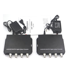 4 port 2MP Video over fiber Extenders Uncompressed Lossless, Fiber video converters FC Singlemode up 20Km, support 1080p 960p HD TVI CVI AHD and analog Cameras ,A set