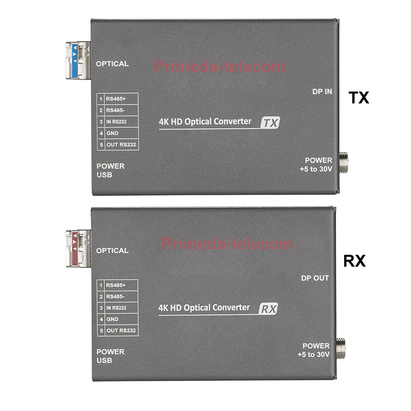 4K@60Hz Displayport DP Over Fiber Optic Extender with RS485 RS232 SFP LC Singlemode single fiber up 10km Professional broadcast-grade Zero latency