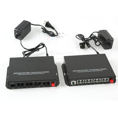 8 Channel POTS Telephone and RJ45 Ethernet over Fiber Optic Extenders 1 Set ,PBX FXO/ FXS phone fiber converters FC Singlemode single fiber 20Km Support Called Id Ring And Fax