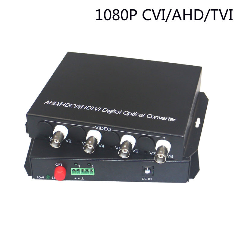4 port 2MP Video over fiber Extenders Uncompressed Lossless, Fiber video converters FC Singlemode up 20Km, support 1080p 960p HD TVI CVI AHD and analog Cameras ,A set