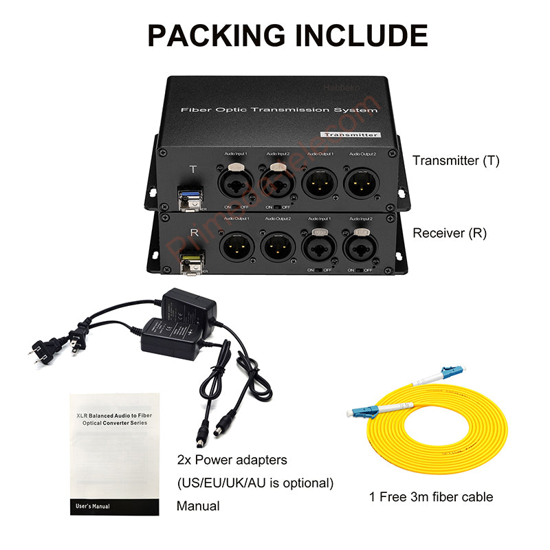 2/4 BIDI XLR Balanced Audio to Fiber Optic Extenders with 48V Phantom, LC Single-mode single fiber 20Km SFP include Uncompressed Professional Crystal Clear Sound A Pair