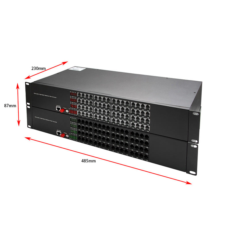 64 Port Pots Telephones 100M Ethernet To Fiber Extenders 1 Set - PBX Phone Lines POTS Over Fiber Optic Converter,Single Mode 20Km And Multimode 500m, Support Called Id, Ring And Fax