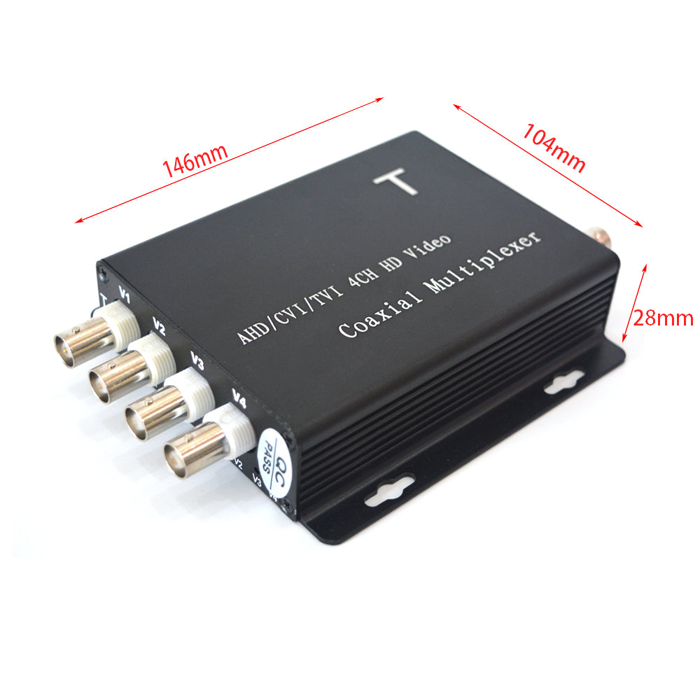 4 HD Video over Coaxial Cable Converter Video to RG59 Coaxial Multiplexer up to 100m for 2MP AHD/CVI/TVI/Analog Cameras A pair