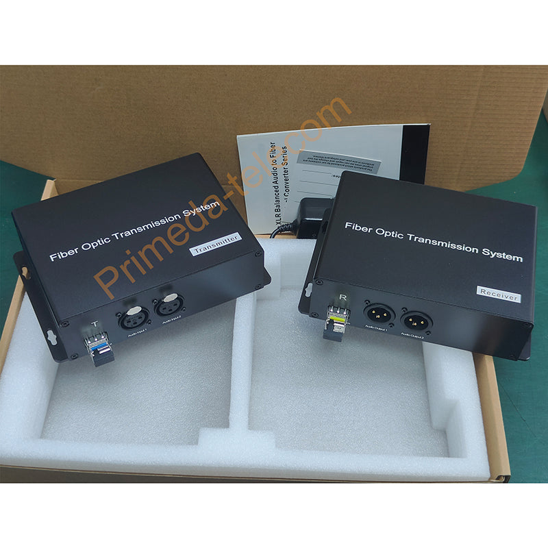 2 Port Balanced 3 Pin XLR Audio over Fiber Extenders, Broadcast high quality LC SFP Transceiver include, Singlemode Single Fiber up to 20Km ,Multimode 500m, Professional Crystal Clear Sound A pair