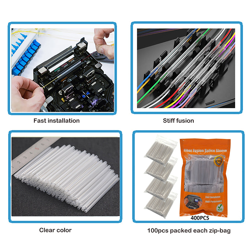 Premium Fiber Optic Fusion Splice Protection Sleeves, Heat shrink tube Clear 400pcs