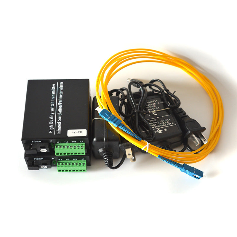 4 channel Contact closure over Fiber optic converters a set- SC Singlemode Fiber up to 20Km, Multimode 500M for Door Open and Door Close,Entry Access Control,Alarm System and More
