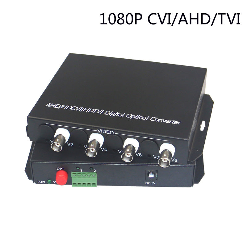 4 port 2MP Video over fiber Extenders Uncompressed Lossless, Fiber video converters FC Singlemode up 20Km, support 1080p 960p HD TVI CVI AHD and analog Cameras ,A set