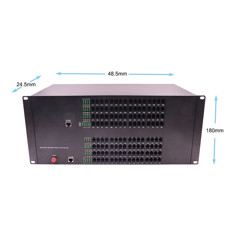128 channel POTS Telephones and Ethernet over Fiber Extenders 1 Set - PBX Phone Lines POTS Over Fiber Optic Converter,Single Mode 20Km And Multimode 500m, Support Called Id, Ring And Fax