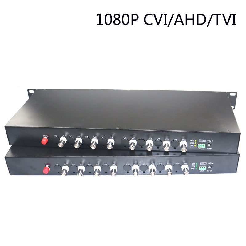 8 port 2MP Video over fiber Extender Uncompressed 1 U Rack mount, HD video fiber converters FC Singlemode up 20Km, support 1080p 960p HD TVI CVI AHD camera ,A set