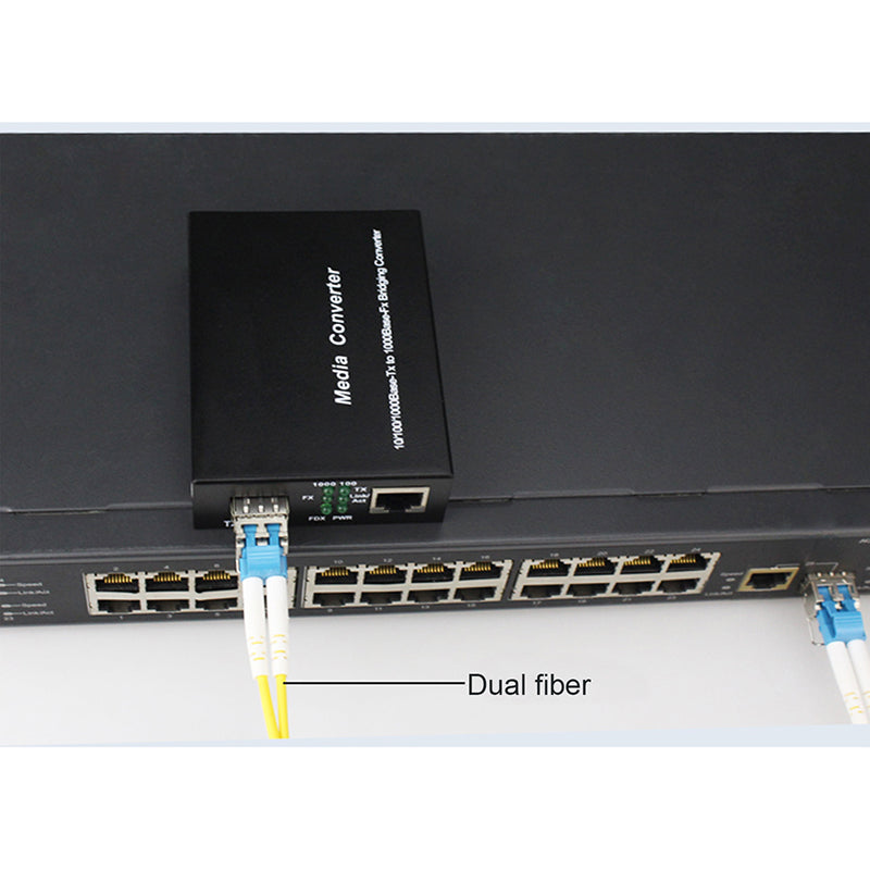 Multi-Mode LC Gigabit Dual Fiber Media Converter - Include 2 LC SFP Transceiver 2Km, Wavelenth 1310nm, LC to UTP Cat5e 10/100/1000 RJ-45 –Gigabit Ethernet Speed, 2 Pack