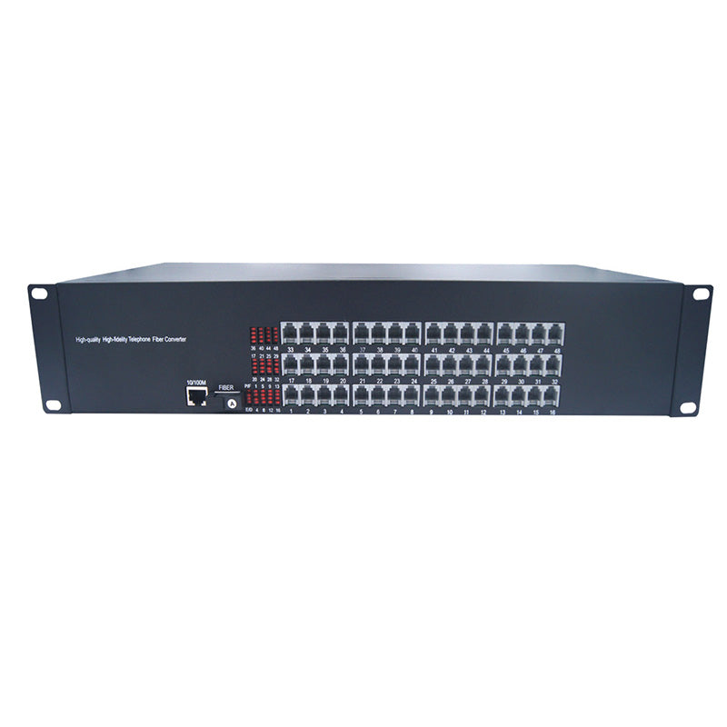 48 Port POTS Telephones And 100M Ethernet Over Fiber Extenders 1 Set - Phone Lines POTS Over Fiber Optic Converter,Single Mode 20Km And Multimode 500m, Support Called Id, Ring And Fax