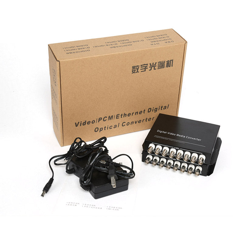 8 port Analog video fiber converters A set. PAL NTSC SECAM video over fiber extenders, FC Singlemode up 20Km for Video monitoring, Security Systems and more