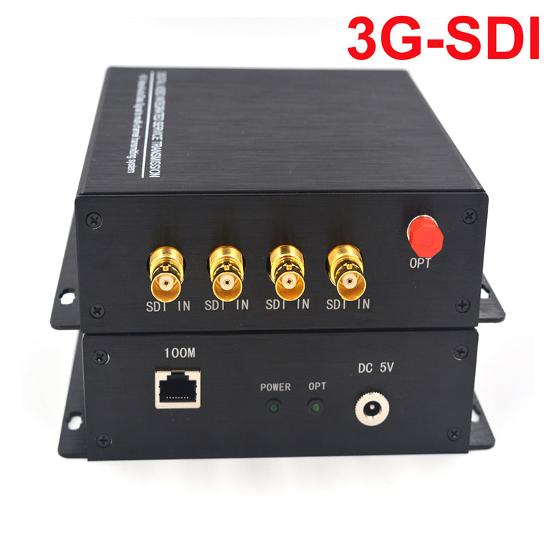 Conversores de vídeo, audio y Ethernet 3G-SDI de 4 canales sobre fibra, un set, FC monomodo sin comprimir 20 km, compatible con HD-SDI SD-SDI, soporta 1080P 60 Hz máx.